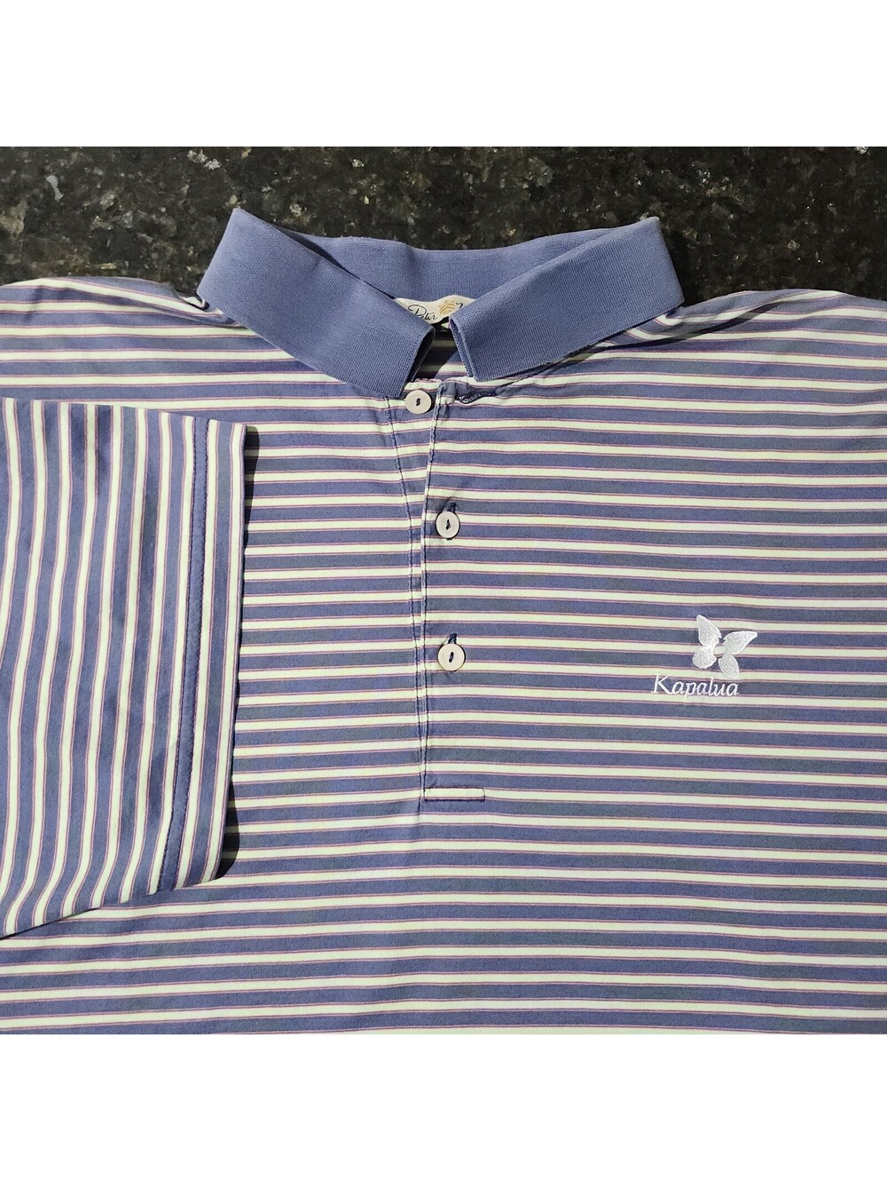Peter Millar Kapalua Golf Course Striped Polo Shirt Preppy Casual Mens Large